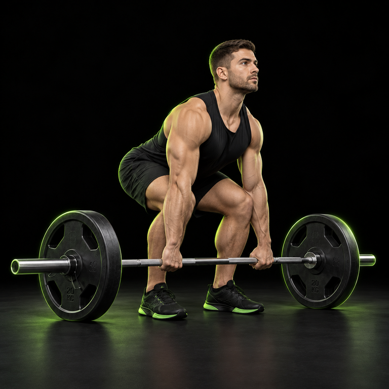 Athlete demonstrating a deadlift setup