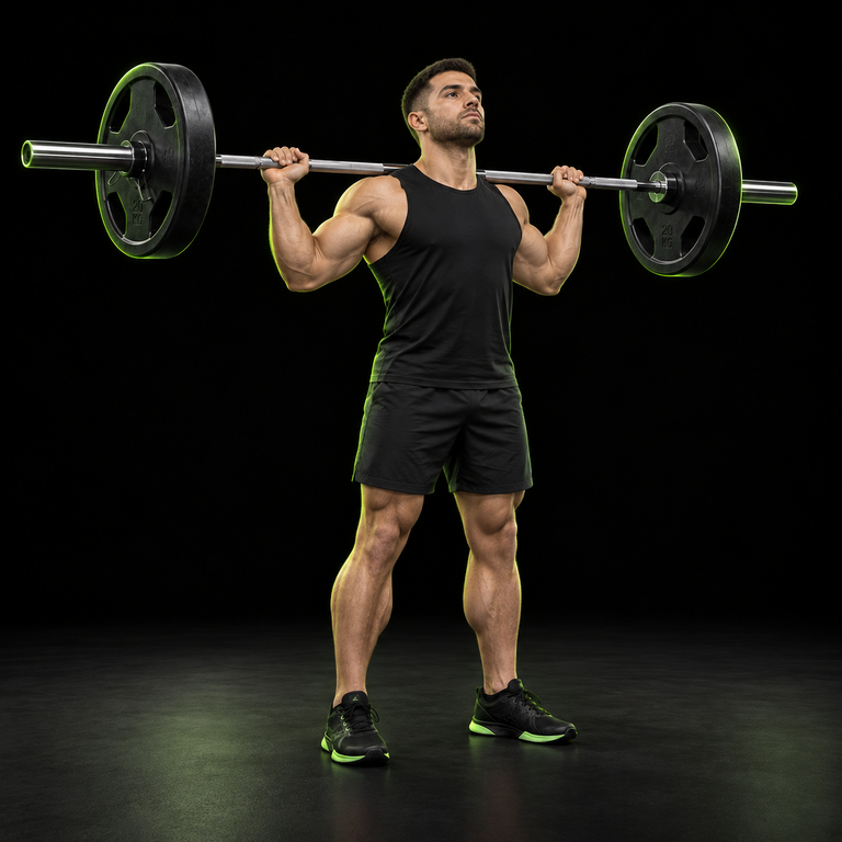 Athlete demonstrating a squat setup